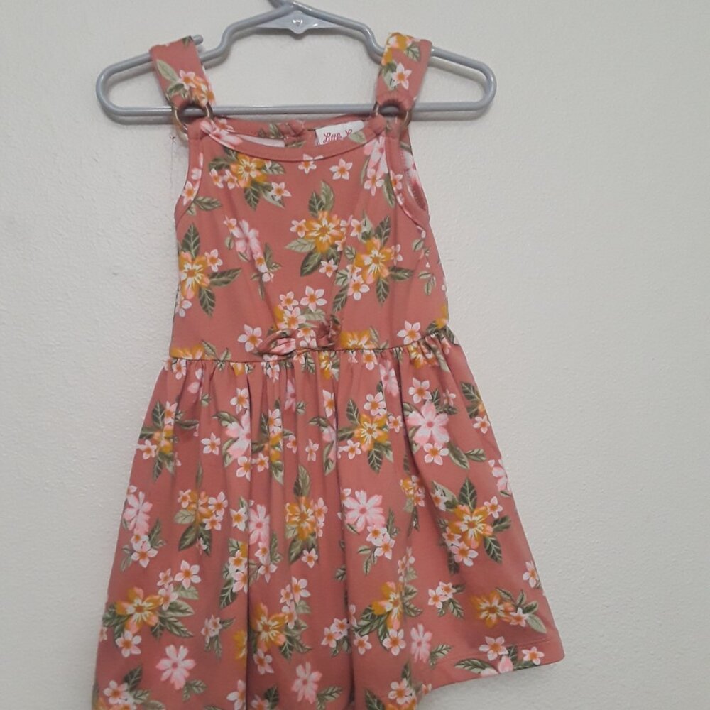 Little Lass Pink Floral Kids Casual Dress
